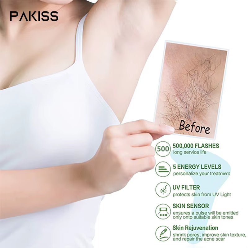 PAKISS Professional IPL Hair Removal Device with Ice Cooling, Unlimited Flashes, USA Warehouse Stock