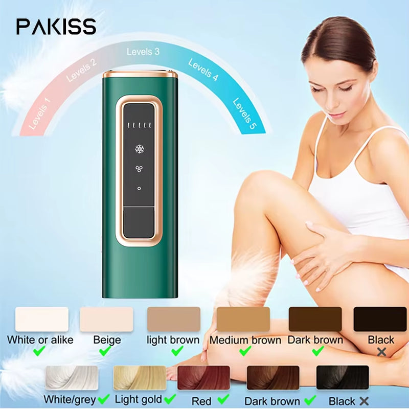PAKISS Professional IPL Hair Removal Device with Ice Cooling, Unlimited Flashes, USA Warehouse Stock